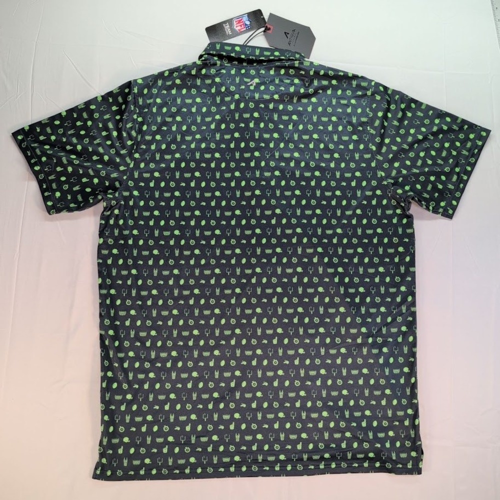 Antigua Seattle Seahawks NFL Mens Large Polo Shirt Green Football All Over Print - Picture 5 of 7